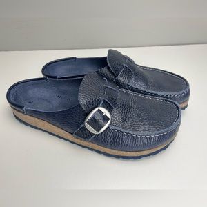 Birkenstock Buckley Women Clogs Pebbled Leather Navy Blue Sz 9 EU 40